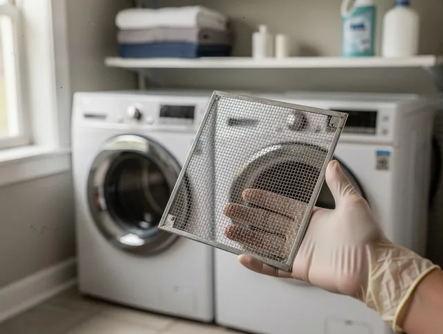 Upper Arlington Dryer Vent Cleaning specialist performing detailed lint trap cleaning service in Upper Arlington