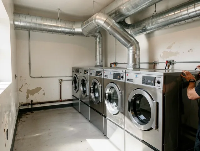 Upper Arlington Dryer Vent Cleaning team performing large-scale commercial dryer vent cleaning in Upper Arlington