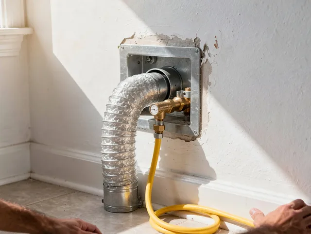 Upper Arlington Dryer Vent Cleaning certified technician performing specialized gas dryer vent cleaning in Upper Arlington